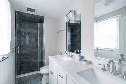 West Dennis Cape Cod vacation rental - Master Bathroom with a glass enclosed shower