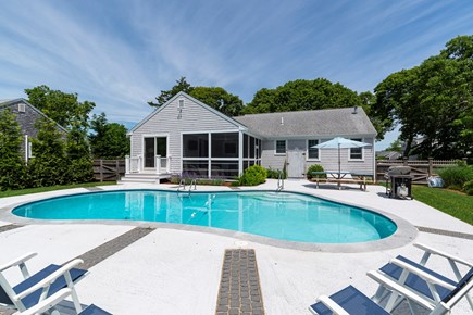 West Dennis Cape Cod vacation rental - In ground gunite pool and patio area