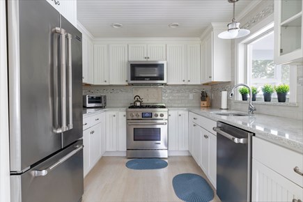 West Dennis Cape Cod vacation rental - Kitchen with stainless steel appliances and a gas cooktop