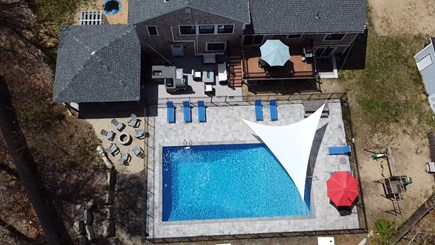 Eastham Cape Cod vacation rental - Aerial view of new backyard outdoor living