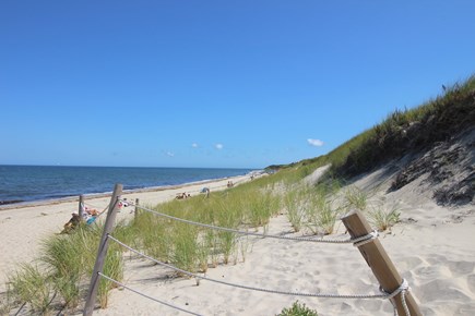East Dennis Cape Cod vacation rental - View at mid-high tide looking east.