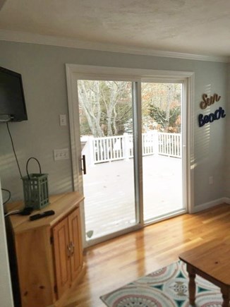 South Yarmouth Cape Cod vacation rental - Deck entrance from the sun room w/ new Amazon fire TV