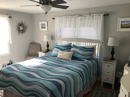 South Dennis Cape Cod vacation rental - Master with Queen size bed, ceiling fan and tv.