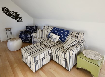 Wellfleet Cape Cod vacation rental - Living area - Sofa, swivel chair, ottoman.