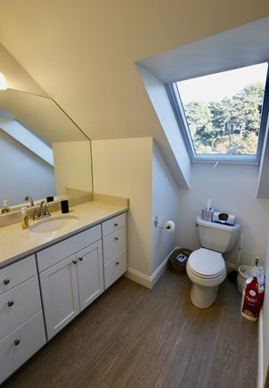Wellfleet Cape Cod vacation rental - Large bathroom vanity with large mirror.