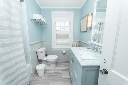 Downtown Plymouth MA vacation rental - Newly renovated bathroom with tub and shower.