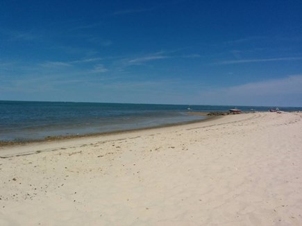 Brewster beachfront  Cape Cod vacation rental - Your Beach. 360 feet long for 3 cottages! Looking to the east.