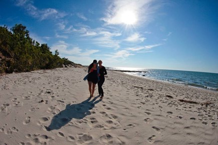 Brewster beachfront  Cape Cod vacation rental - Fantastic private beach. The beach at high tide looking west.