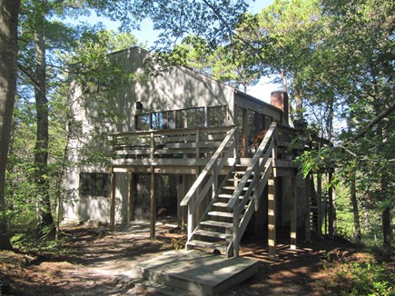 Wellfleet Cape Cod vacation rental - Front of house, entered down a driveway.