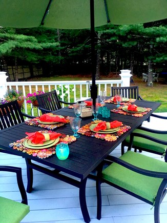 Cotuit /Mashpee line south of  Cape Cod vacation rental - Outside Dining Table for 8 for your Lobster/clambakes/cookouts