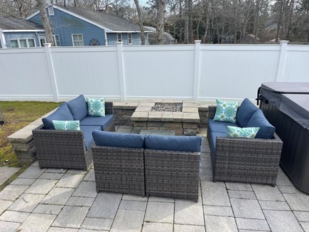 Harwich Cape Cod vacation rental - Built in gas fire pit with cozy seating area