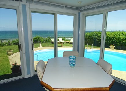 Dennis Cape Cod vacation rental - Breakfast room adjacent to kitchen with pool and bay views