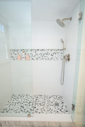 Harwich Cape Cod vacation rental - 1st floor walkin shower with oversized niche and grohe fixtures