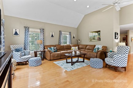 Brewster Cape Cod vacation rental - Large living room with vaulted ceilings.