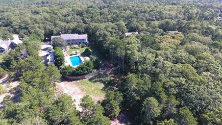 Brewster Cape Cod vacation rental - Aerial view of the house. Lots of privacy!