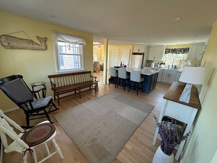Truro Cape Cod vacation rental - 1st floor entry showing brand new kitchen, island & living room