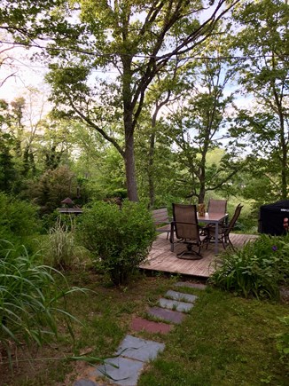 Eastham Cape Cod vacation rental - Outdoor Dining Space Overlooking Terraced Lawn