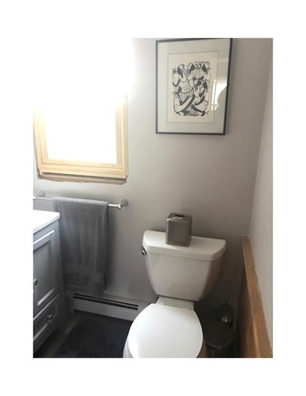 Eastham Cape Cod vacation rental - Bathroom with hi-rise toilet and new vanity to the left.
