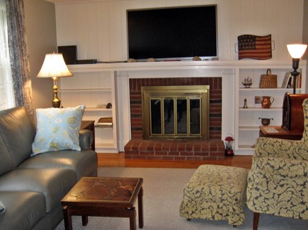 South Harwich Cape Cod vacation rental - Living Room- 54 inch TV On Mantle