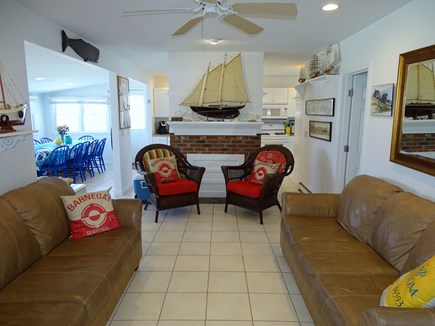 East Sandwich Cape Cod vacation rental - Downstairs living room with fireplace