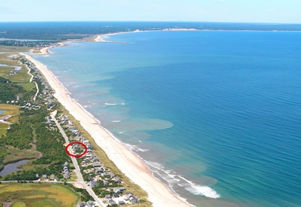 East Sandwich Cape Cod vacation rental - Aerial view of East Sandwich Beach and cottage location