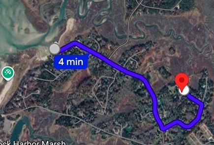 South Eastham near Boat Meadow Cape Cod vacation rental - Map showing the distance to the nearest beach