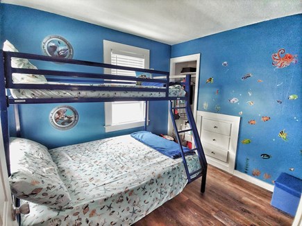 South yarmouth Cape Cod vacation rental - Bunk bed room- twin over full bed. With closet and drawers.