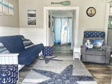 South yarmouth Cape Cod vacation rental - Walk into the nautical themed living space with seating for 4