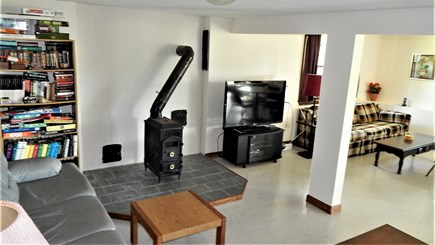 near South & West Chatham line Cape Cod vacation rental - Lower Level Sitting area - TV, books, games
