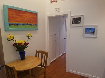 Dennis Port Cape Cod vacation rental - Cottage: Kitchen seating for 2,  custom artwork by local artist.