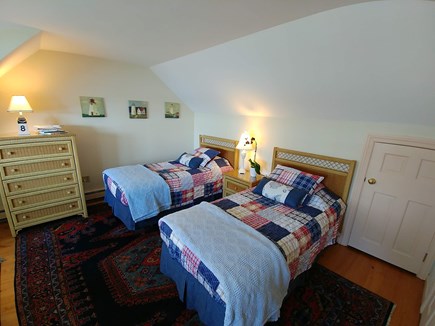North Chatham Cape Cod vacation rental - Second floor twin beds bedroom 2 with view of the water