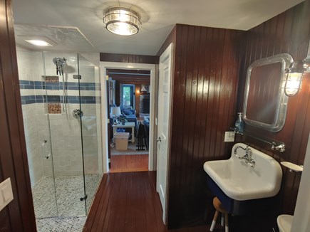 North Chatham Cape Cod vacation rental - New (2022) nautical first floor full bath with walk in shower