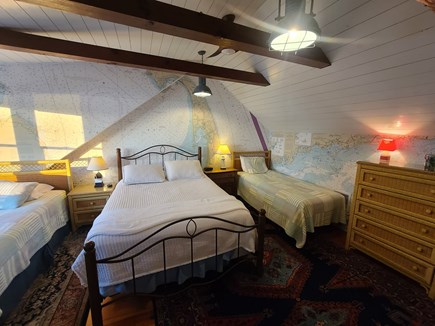 North Chatham Cape Cod vacation rental - 2nd floor family bedroom with a queen 2 twins and a water view