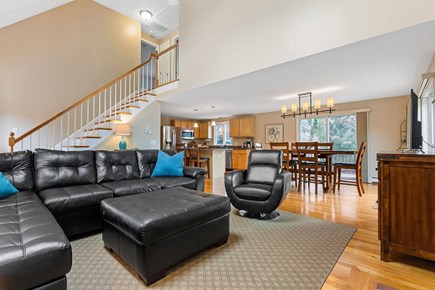 East Orleans Cape Cod vacation rental - Living room with soaring vaulted ceiling.