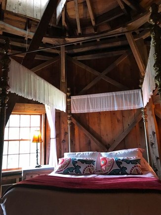 Woods Hole Cape Cod vacation rental - Master Bedroom. Four poster bed with view to Little Harbor.