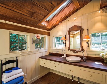 Plymouth, Manomet MA vacation rental - Main house shower bath with skylights over shower+mahog vanity