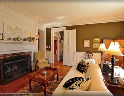 Plymouth Historic District MA vacation rental - Spacious and cheerful living room, looking toward foyer and bath
