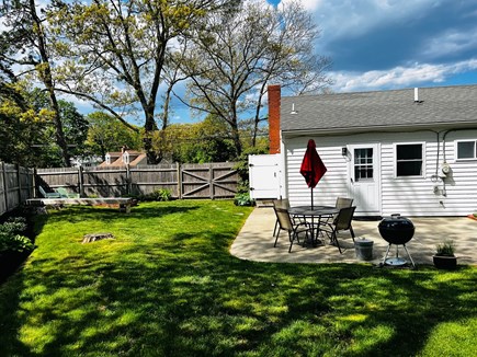 Plymouth, Priscilla Beach MA vacation rental - Fire pit and large  fully fenced in Backyard