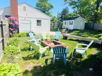 Plymouth, Priscilla Beach MA vacation rental - Fire pit and large fully fenced in Backyard