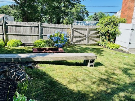 Plymouth, Priscilla Beach MA vacation rental - Fire pit and large fully fenced in Backyard