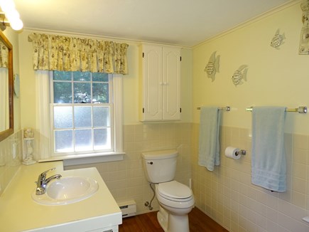 Yarmouth Port Cape Cod vacation rental - Spacious full bathroom with large shower stall, grab bars (W/D)