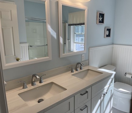 Eastham Cape Cod vacation rental - One of two newly updated bathrooms- double sinks!