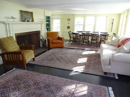 Yarmouth, Bass River Cape Cod vacation rental - Showing living room fireplace