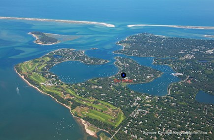 North Chatham Cape Cod vacation rental - Aerial photo of our location. We are steps to private beach.