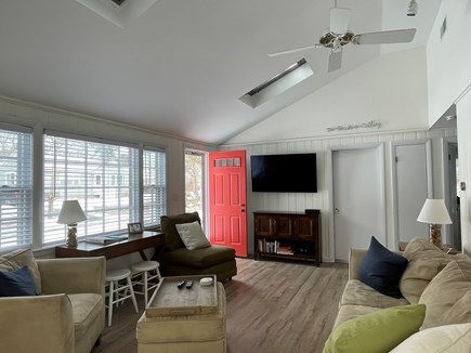 Popponesset Cape Cod vacation rental - Living room, w flat screen TV, cable, WiFi, sky lights & fan