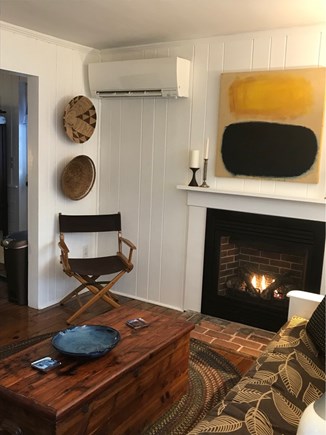 Wellfleet Cape Cod vacation rental - Another view of the living room , AC/heat split & cozy fireplace.