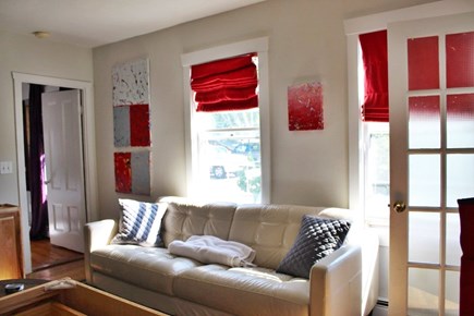 Provincetown Cape Cod vacation rental - Leather sofa