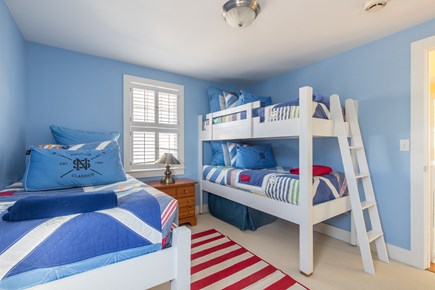 Dennis, Mayflower Beach Cape Cod vacation rental - Bedroom #3-Twin over twin bunk bed & single twin