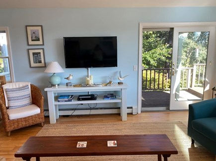 South Orleans on Pleasant Bay Cape Cod vacation rental - Guesthouse Living Area, with Roku TV, and Slider out to Deck