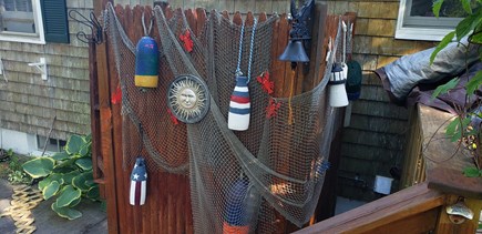 Dennisport Cape Cod vacation rental - Outdoor shower, fenced back yard, sandbox nightlights